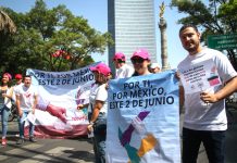 Members of a youth voting drive in Mexico City