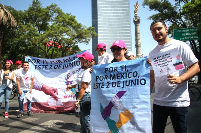 Members of a youth voting drive in Mexico City