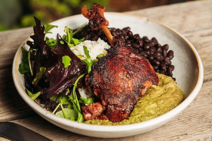 A plate of Mexican chicken at Bombera, Oakland