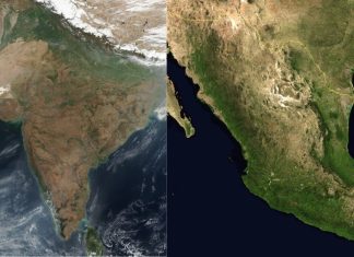 India and Mexico in satellite images