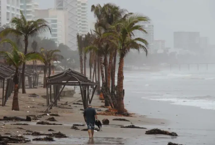 A storm on a beach on the Pacific coast