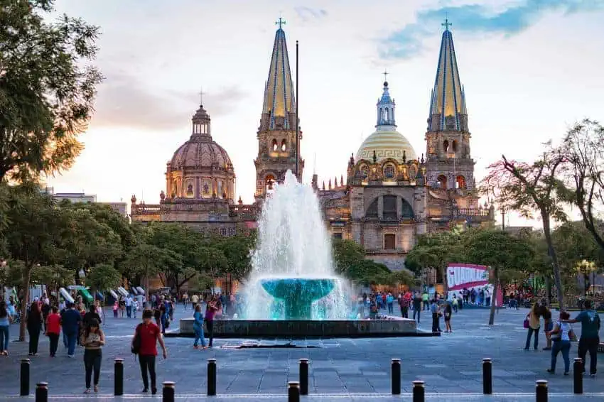 View of Guadalajara church and plaza